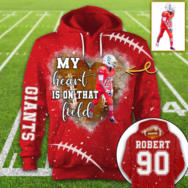 Personalized My Heart Is On That Field Football Custom Photo Player All Over Print Shirt K1702 - Image 3