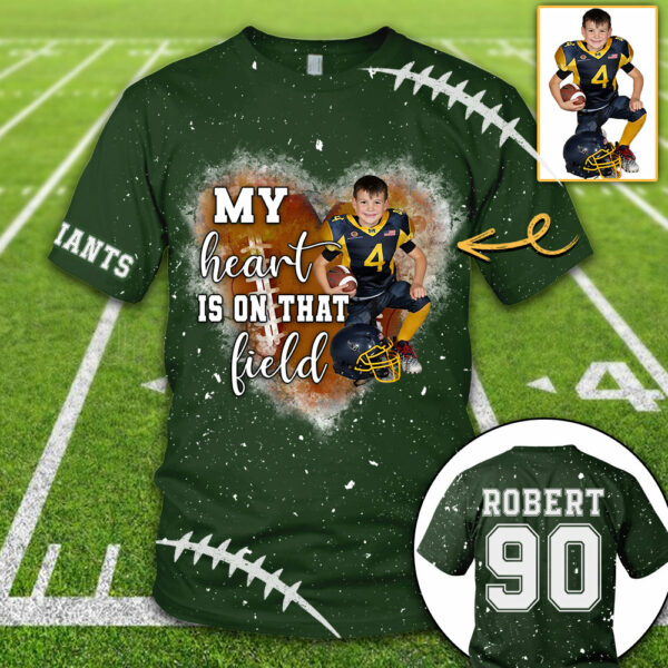 Personalized My Heart Is On That Field Football Custom Photo Player All Over Print Shirt K1702 - Image 9