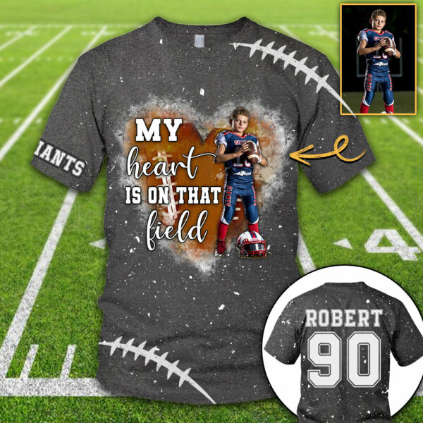 Personalized My Heart Is On That Field Football Custom Photo Player All Over Print Shirt K1702 - Image 12