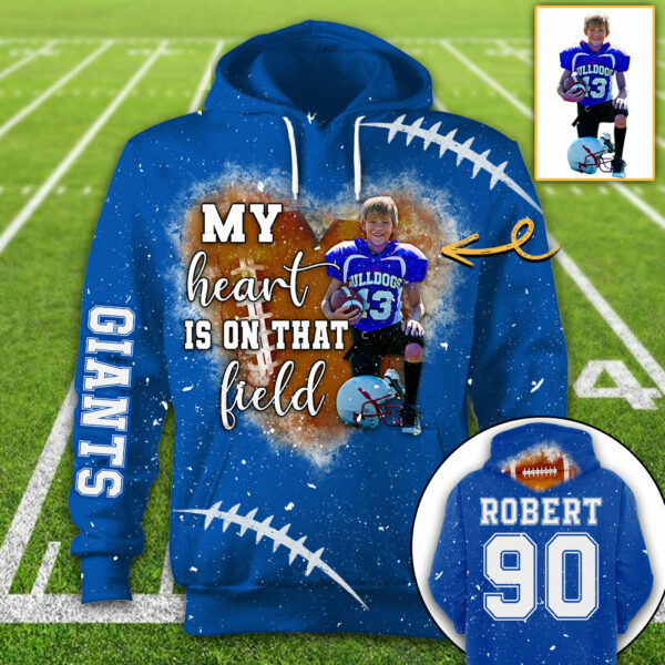 Personalized My Heart Is On That Field Football Custom Photo Player All Over Print Shirt K1702 - Image 5