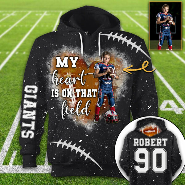 Personalized My Heart Is On That Field Football Custom Photo Player All Over Print Shirt K1702 - Image 6