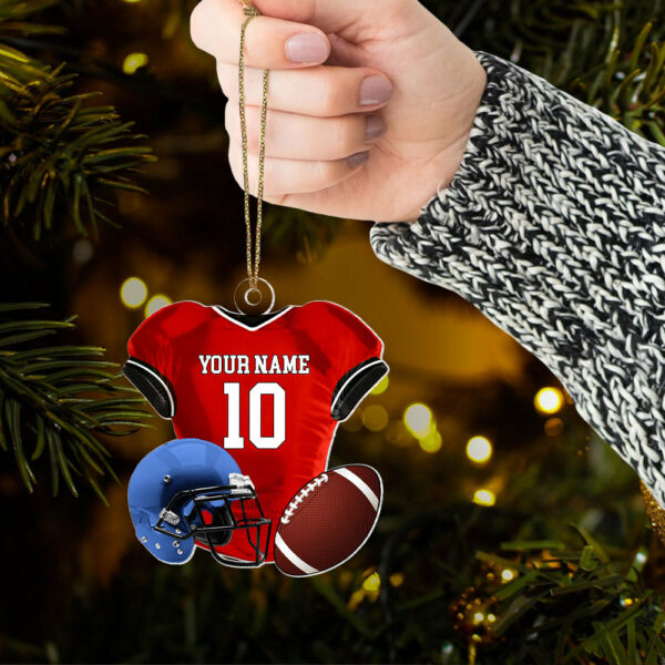 Personalized Name American Football Uniform Ornament, Football Helmet And Ball, Custom Name Ornament, Personalized Acrylic Ornament - Image 6