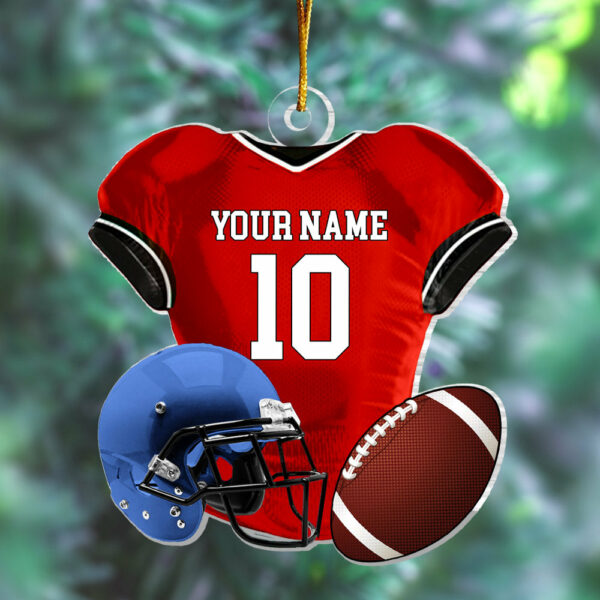 Personalized Name American Football Uniform Ornament, Football Helmet And Ball, Custom Name Ornament, Personalized Acrylic Ornament - Image 4