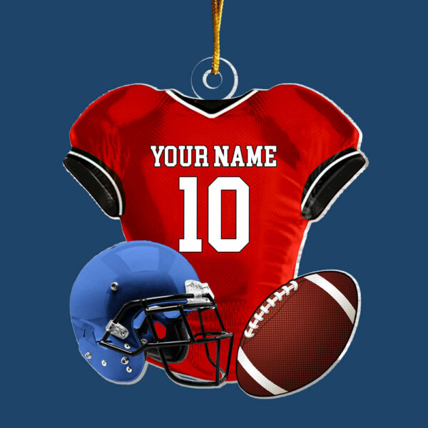Personalized Name American Football Uniform Ornament, Football Helmet And Ball, Custom Name Ornament, Personalized Acrylic Ornament - Image 5