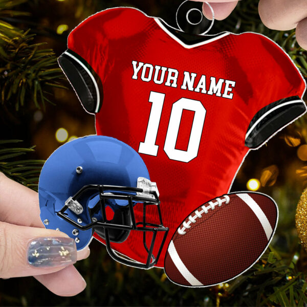 Personalized Name American Football Uniform Ornament, Football Helmet And Ball, Custom Name Ornament, Personalized Acrylic Ornament - Image 7