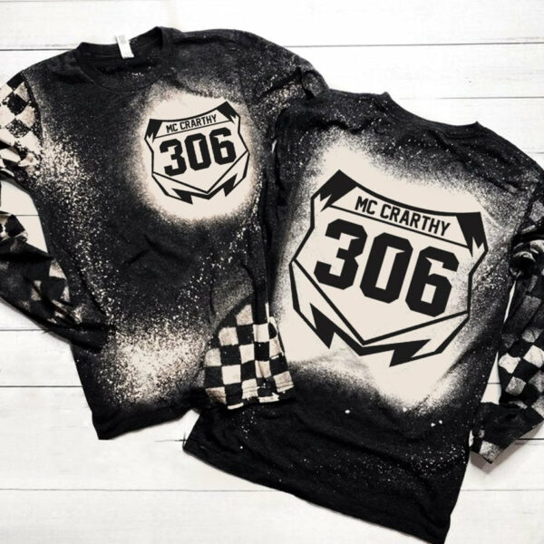 Personalized Name and Number Motocross Racing Dirt Track Motocross bike Race Checkered Flag Bleached H2511 - Image 4