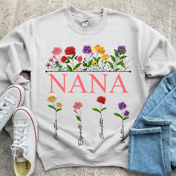 Personalized Nana Carnation Garden Shirt For Grandma - Image 5