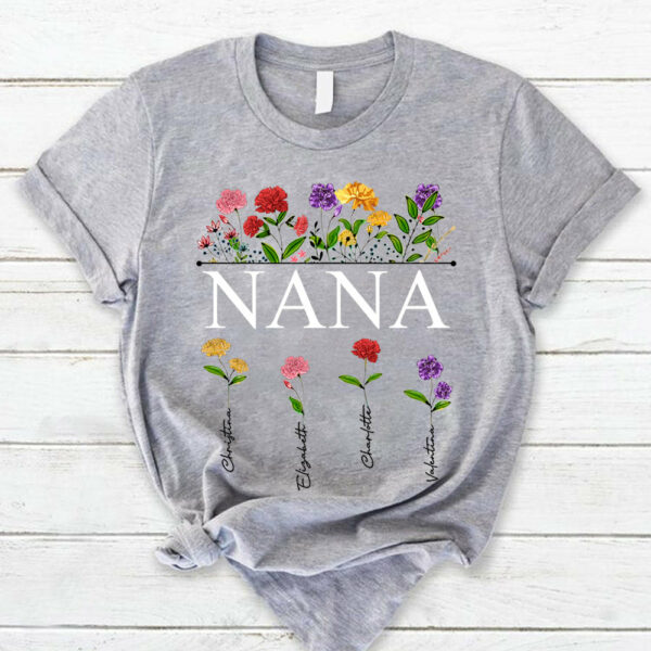 Personalized Nana Carnation Garden Shirt For Grandma - Image 2
