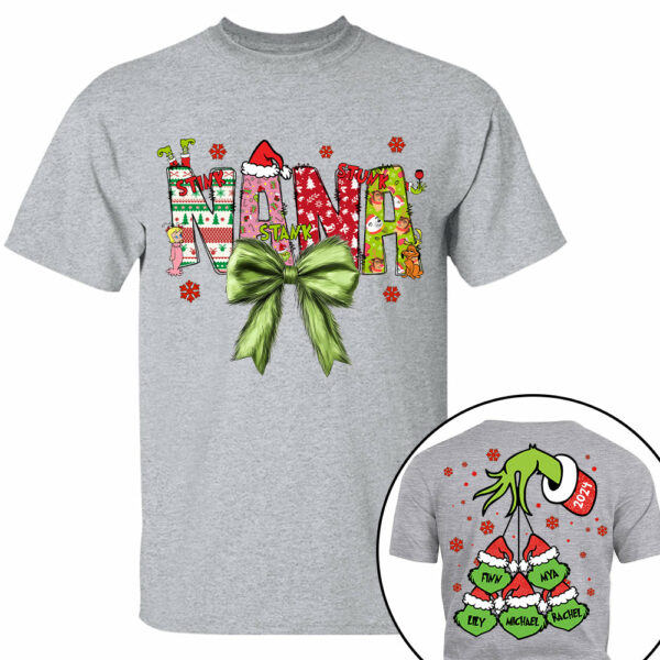 Personalized Nana Coquette Shirt - Custom Nickname For Grandma Mimi Nana And Kid Names NA04 - Image 3