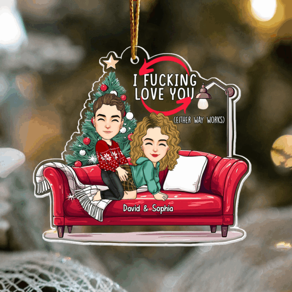 Personalized Naughty Couple On Sofa Acrylic Ornament - Image 5