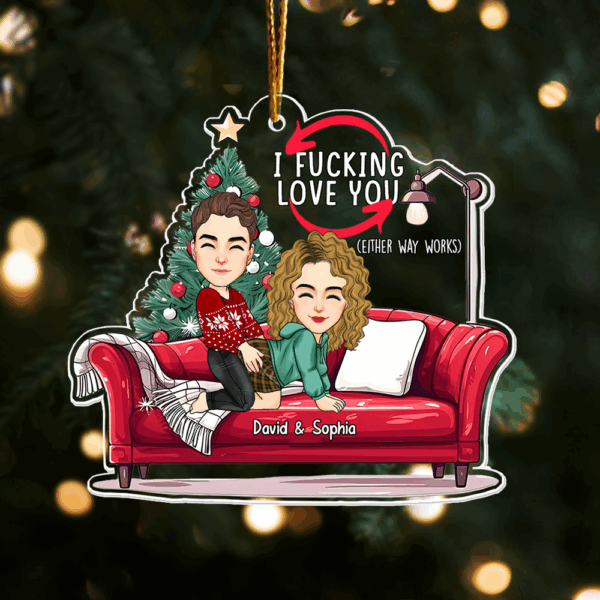 Personalized Naughty Couple On Sofa Acrylic Ornament
