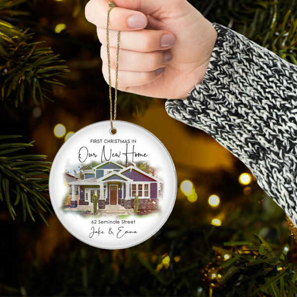Personalized New Home Photo Ornament, New Home Christmas Ornament, Custom Watercolor House Ornament, Housewarming Gift, Realtor Closing Gift - Image 5