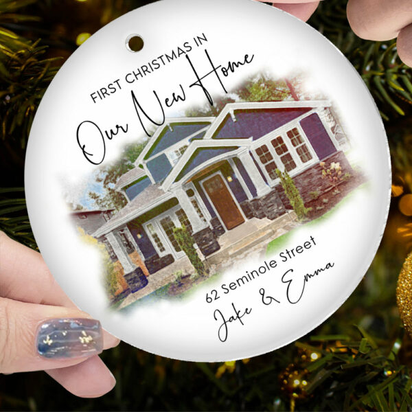 Personalized New Home Photo Ornament, New Home Christmas Ornament, Custom Watercolor House Ornament, Housewarming Gift, Realtor Closing Gift - Image 6