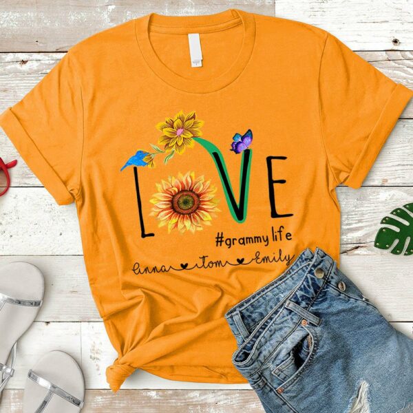 Personalized Nickname & Grandkid's Name Love Grammy Life Sunflower Shirt - Image 4