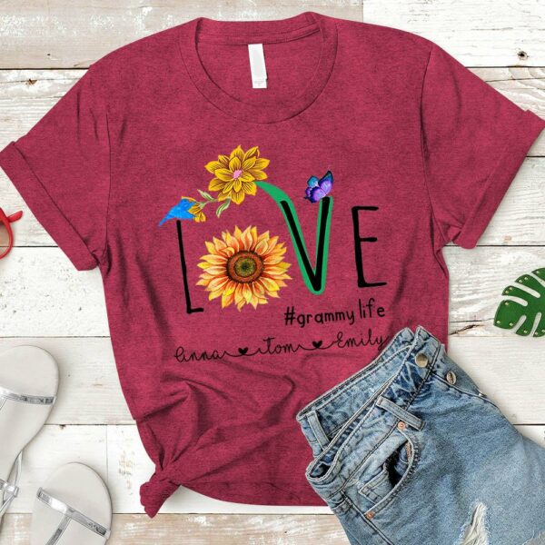 Personalized Nickname & Grandkid's Name Love Grammy Life Sunflower Shirt - Image 7