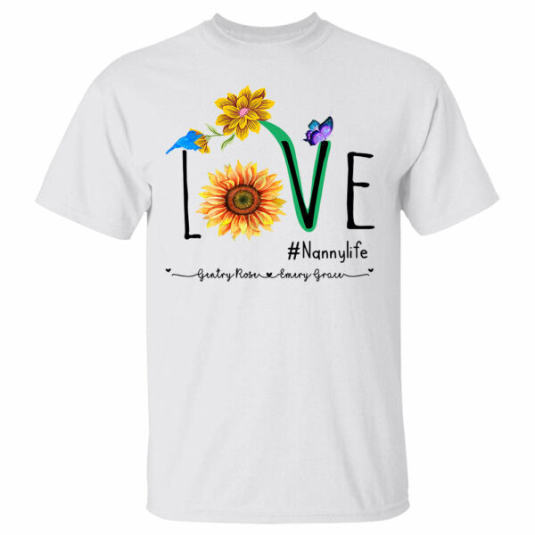 Personalized Nickname & Grandkid's Name Love Grammy Life Sunflower Shirt - Image 2
