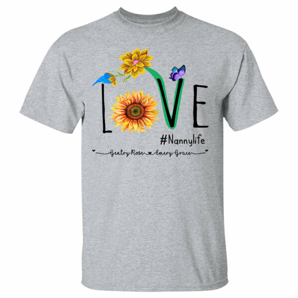 Personalized Nickname & Grandkid's Name Love Grammy Life Sunflower Shirt - Image 3