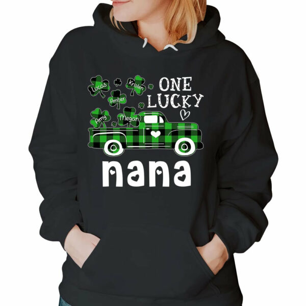 Personalized One Lucky Nana St. Patrick's Day T Shirt Funny Nana With Grandkids Names Shirt Gift For Grandma Nana - Image 4