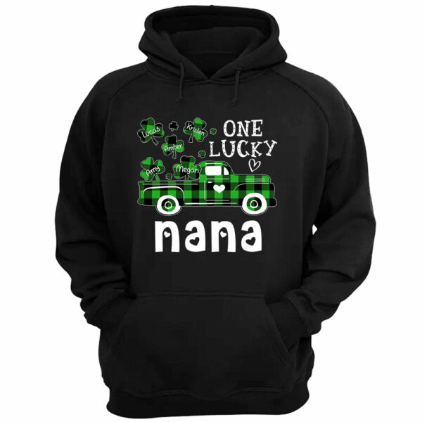 Personalized One Lucky Nana St. Patrick's Day T Shirt Funny Nana With Grandkids Names Shirt Gift For Grandma Nana - Image 3