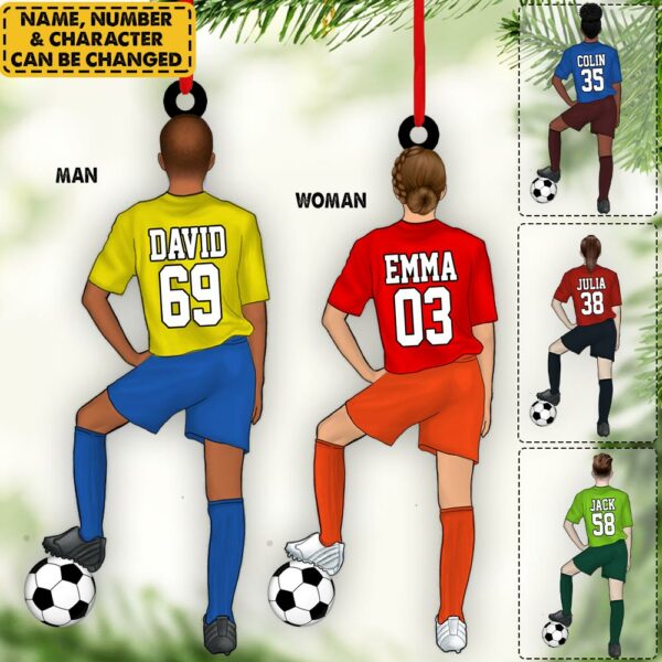 Personalized Ornament Gift For Soccer Player - Custom Gifts For Soccer Lovers - Woman And Man Soccer Player Christmas Ornament - Image 2