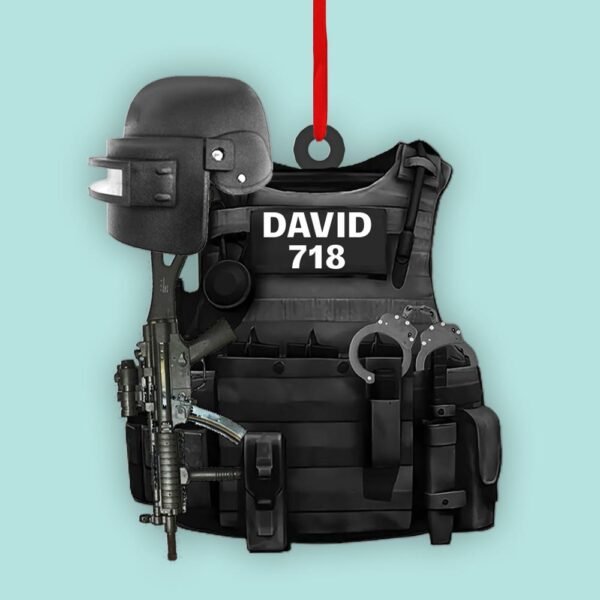 Personalized Ornament Gift For Swat Police - Swat Police Bulletproof Gun 2 Sided Ornament - Image 5