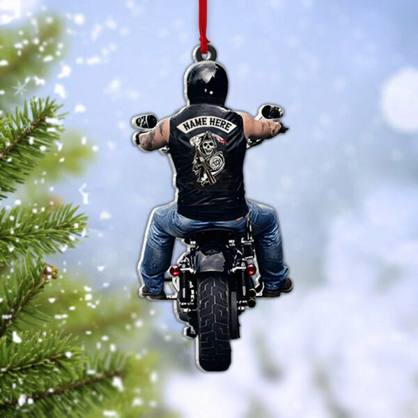 Personalized Ornament Gifts For Biker Custom Ornaments Gift For Bikers - Biker Skull Ornament - Image 4