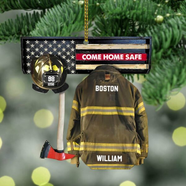 Personalized Ornament Gifts For Firefighter - Armor Custom Cut Shaped Acrylic Ornament - Image 5