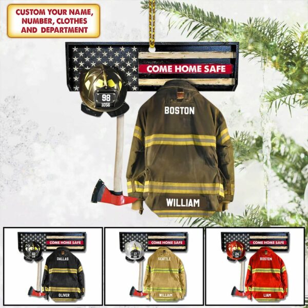 Personalized Ornament Gifts For Firefighter - Armor Custom Cut Shaped Acrylic Ornament - Image 2