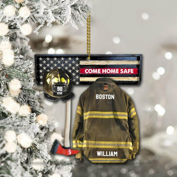 Personalized Ornament Gifts For Firefighter - Armor Custom Cut Shaped Acrylic Ornament - Image 4