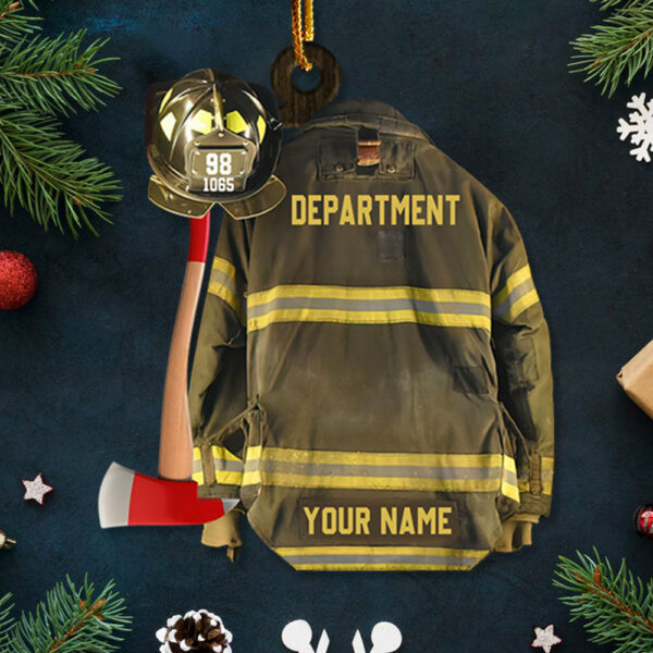 Personalized Ornament Gifts For Firefighter - Custom Ornaments Gift For Fireman - Proud Firefighter American Ornament - Image 2