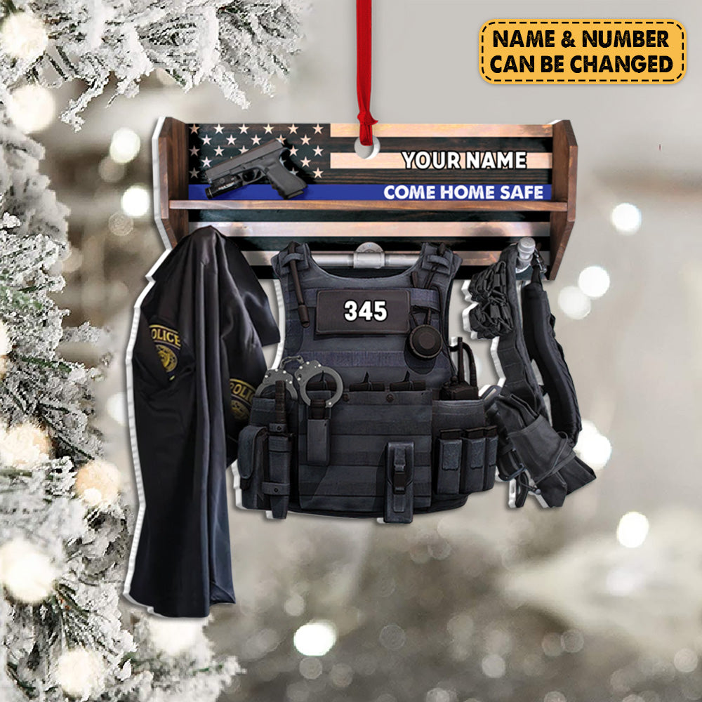 Personalized Ornament Gifts For Police - Custom Ornaments Gift For Policeman - Come Home Safe Police Storage Shelf Ornament