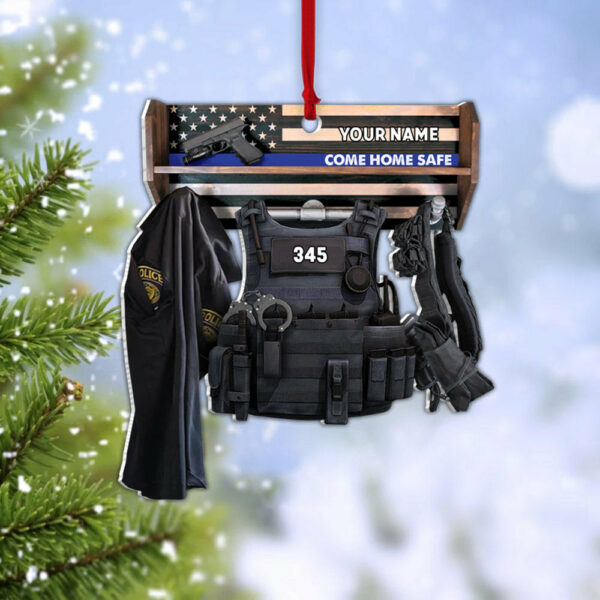Personalized Ornament Gifts For Police - Custom Ornaments Gift For Policeman - Come Home Safe Police Storage Shelf Ornament - Image 4