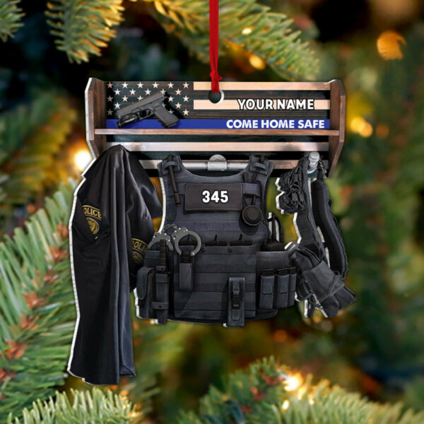 Personalized Ornament Gifts For Police - Custom Ornaments Gift For Policeman - Come Home Safe Police Storage Shelf Ornament - Image 2