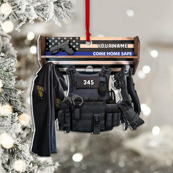 Personalized Ornament Gifts For Police - Custom Ornaments Gift For Policeman - Come Home Safe Police Storage Shelf Ornament - Image 3