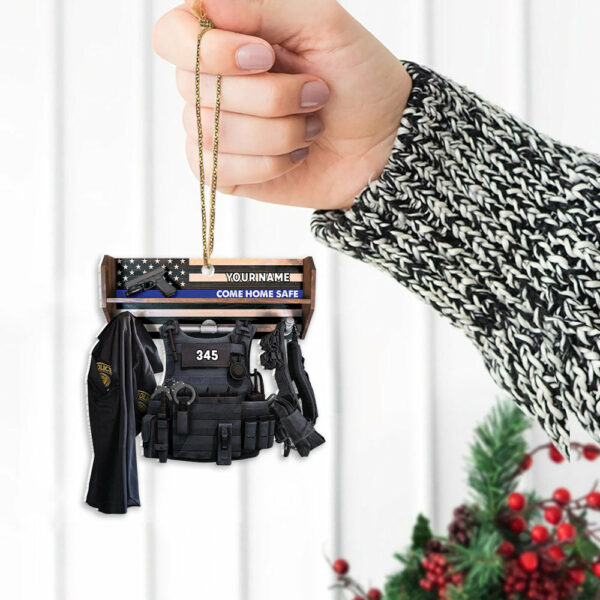 Personalized Ornament Gifts For Police - Custom Ornaments Gift For Policeman - Come Home Safe Police Storage Shelf Ornament - Image 6