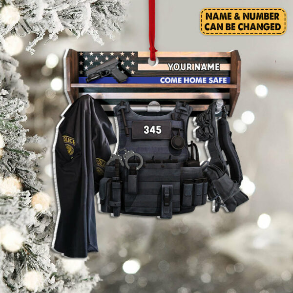 Personalized Ornament Gifts For Police - Custom Ornaments Gift For Policeman - Come Home Safe Police Storage Shelf Ornament