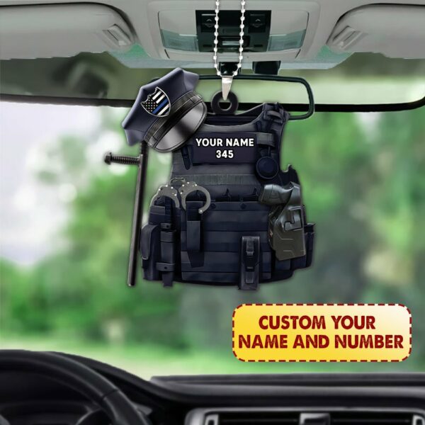 Personalized Ornament Gifts For Police - Custom Ornaments Gift For Policeman - Proud Police American Car Ornament - Image 2