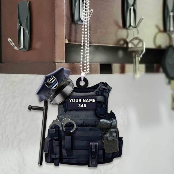 Personalized Ornament Gifts For Police - Custom Ornaments Gift For Policeman - Proud Police American Car Ornament - Image 3