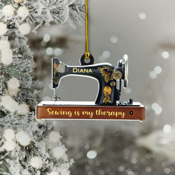 Personalized Ornament Gifts For Sewing Lovers - Sewing Machine Custom Name Ornament - Image 3
