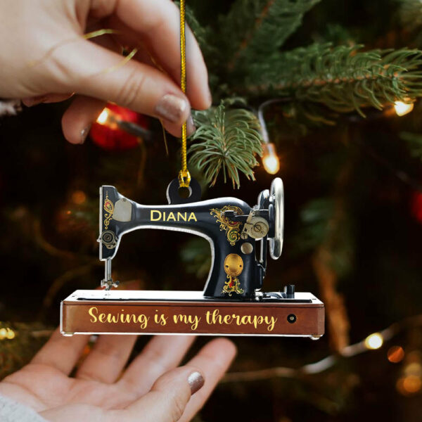 Personalized Ornament Gifts For Sewing Lovers - Sewing Machine Custom Name Ornament - Image 2