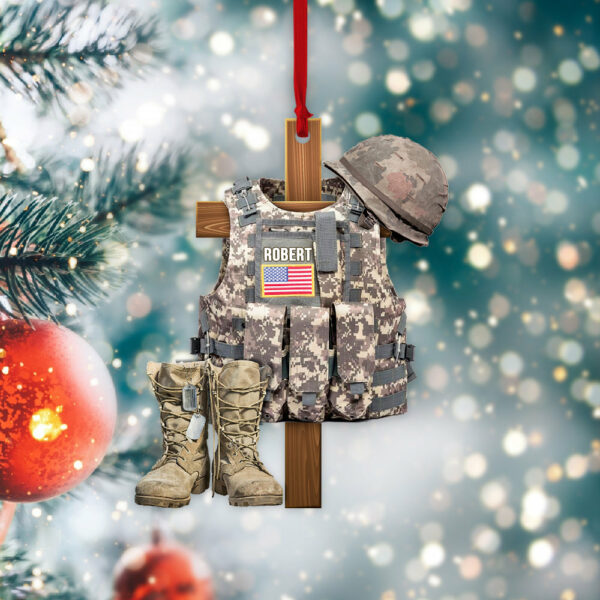 Personalized Ornament Military Tactical Vest Custom Name Gift Veteran Xmas K1702 - Image 5