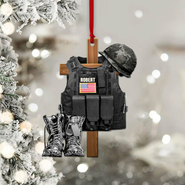 Personalized Ornament Military Tactical Vest Custom Name Gift Veteran Xmas K1702 - Image 4