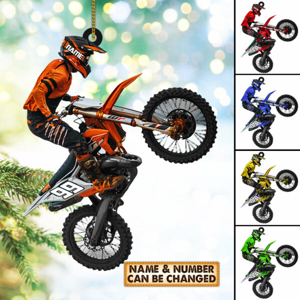 Personalized Ornament Motocross Biker - Custom Acrylic Ornament Printed Two Sides With The Same Design - Image 2