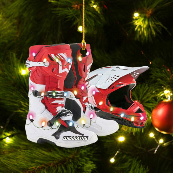 Personalized Ornament Motocross Boots Hemlet Custom Shaped Ornament, Made By Acrylic And The 2 Sides Are The Same H2511 - Image 2