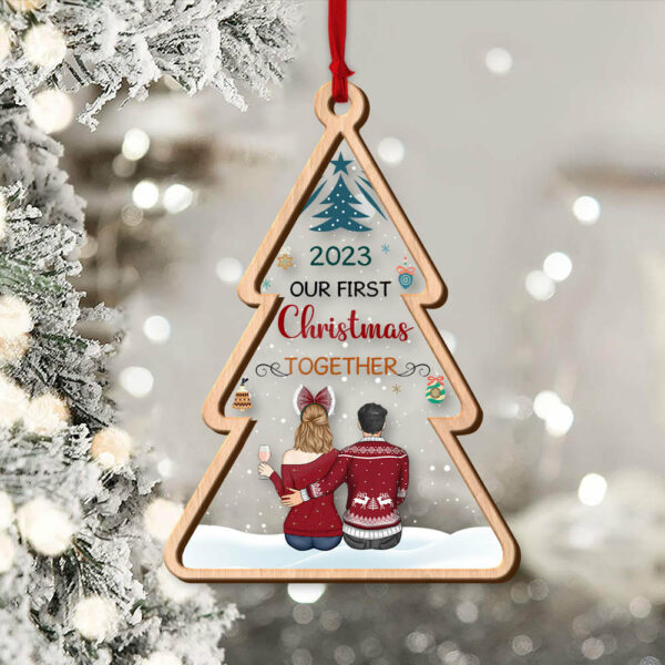 Personalized Our First Christmas Together 2 Layer Wooden And Acrylic Ornament Christmas - Image 2
