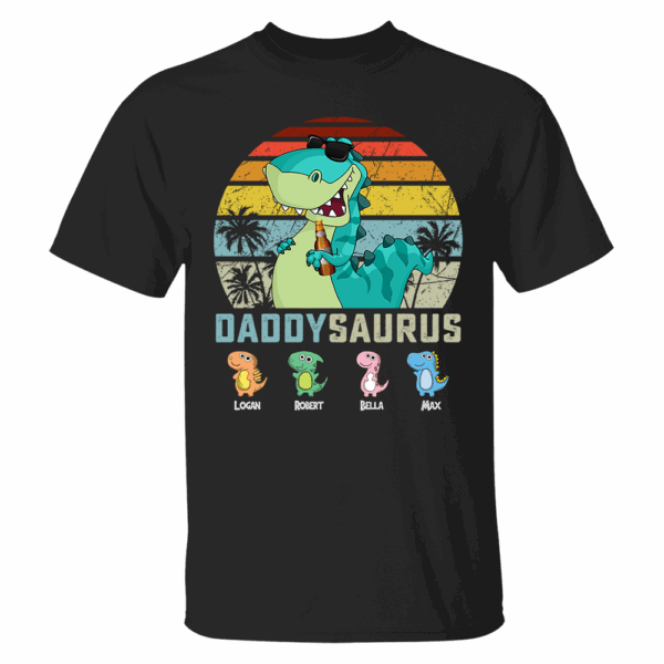 Personalized Papasaurus Shirt, Custom Dad Shirt with Kids Name, Father's Day Gift- M2204 - Image 2