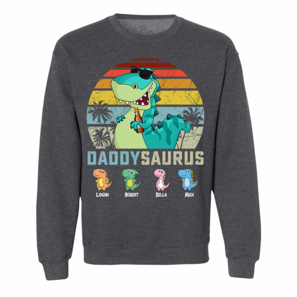 Personalized Papasaurus Shirt, Custom Dad Shirt with Kids Name, Father's Day Gift- M2204 - Image 9