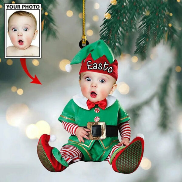Personalized Photo Baby Christmas Ornament - Custom Gift For New Baby First Christmas Ornament - Image 4