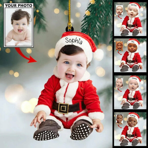 Personalized Photo Baby Christmas Ornament - Custom Gift For New Baby First Christmas Ornament - Image 7