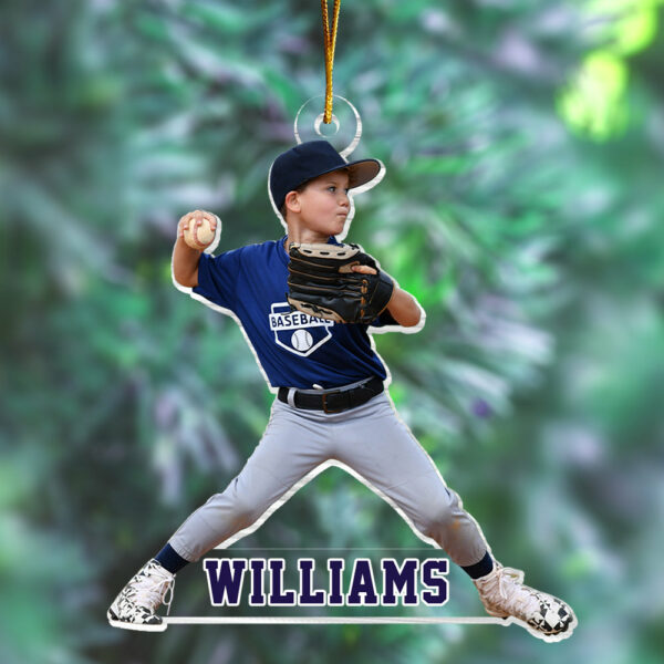 Personalized Photo Baseball Ornament - Gift For Baseball Lover - Custom Photo Baseball Kid Players - Image 4